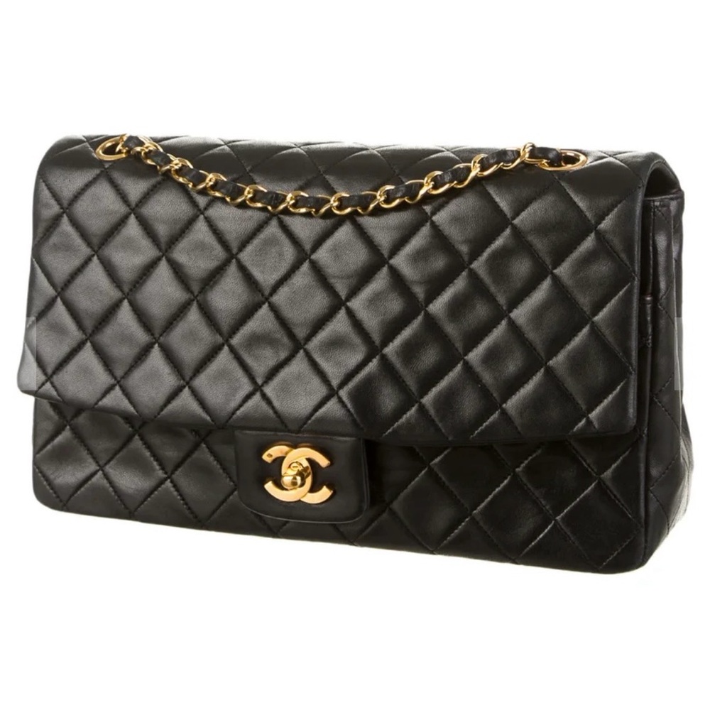 CHANEL Vintage CC Single Flap Bag Lambskin 24K Gold Black Karl Lagerfeld - Picture 4 of 17